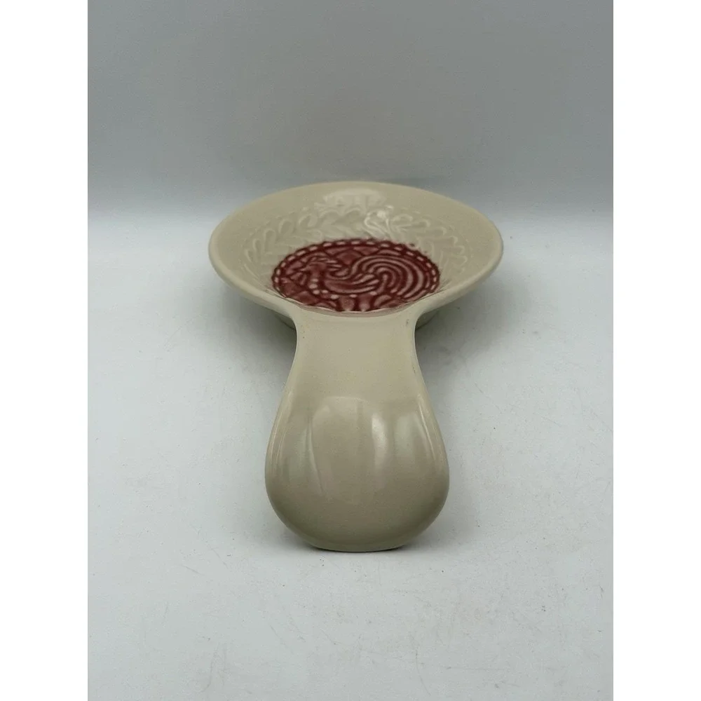 Longaberger Pottery American Craft Paprika Rooster Spoon Rest USA 8